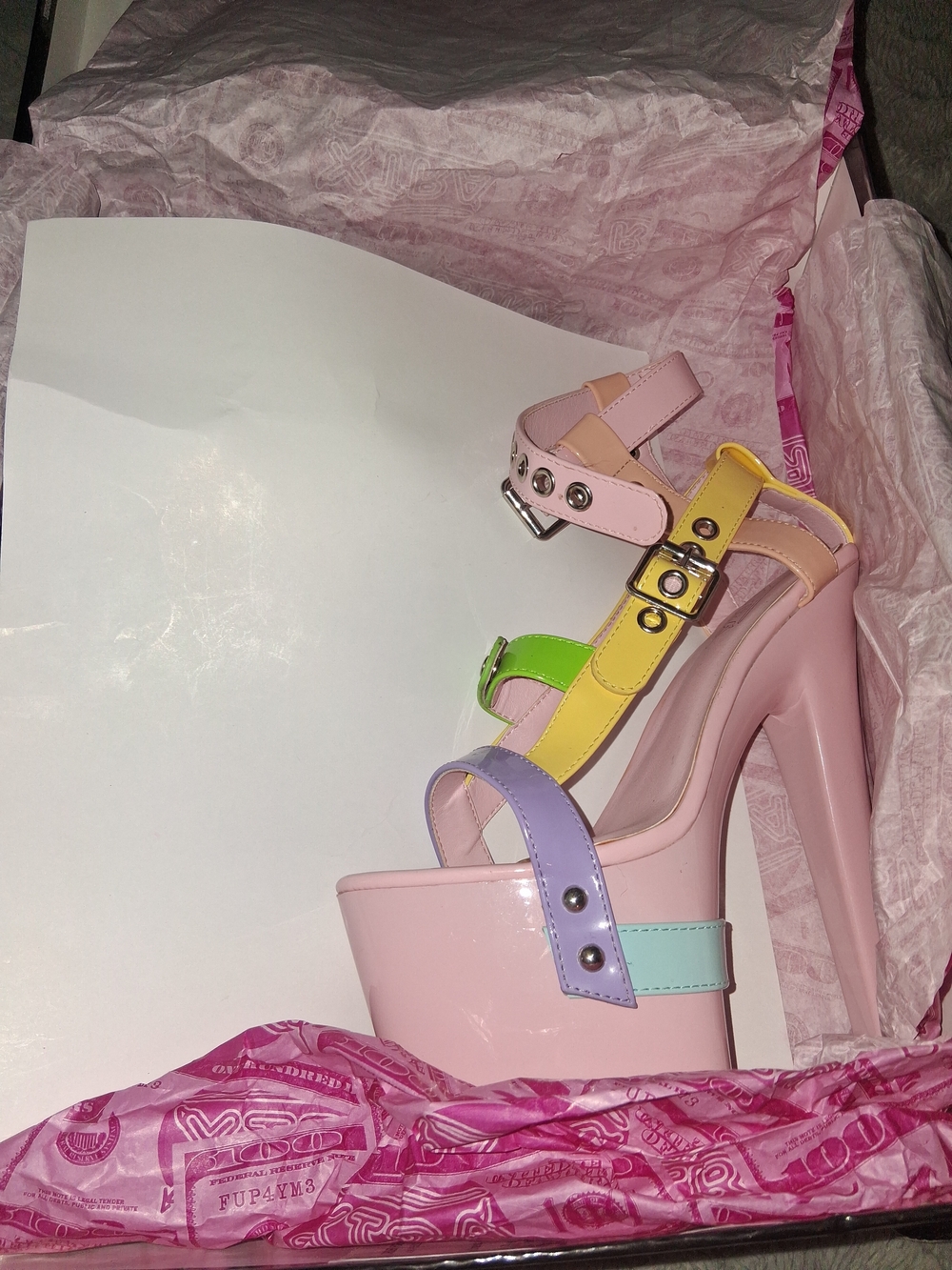 & Other Stories Pink Platform Sandal with Pastel Multi Straps